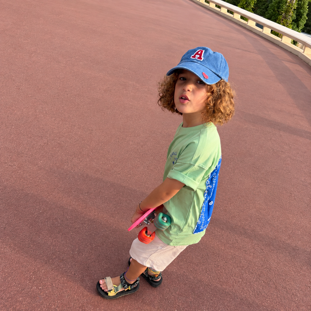 T-Shirt vert - Bandana bleu
